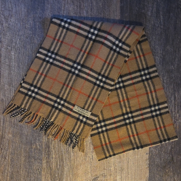 Burberry 100% Lambs Wool Made In Scotland Classic Tan Plaid Men's/weman's Scarf - Picture 2 of 11